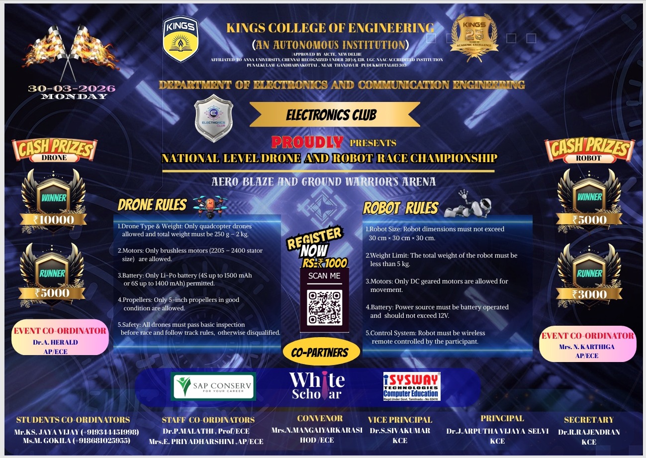 National Level Drone and Robot Race Championship 2026 Technical Event Poster 